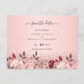 Carte Postale Mariage Fleur Rose Gold Bourgogne (Devant)