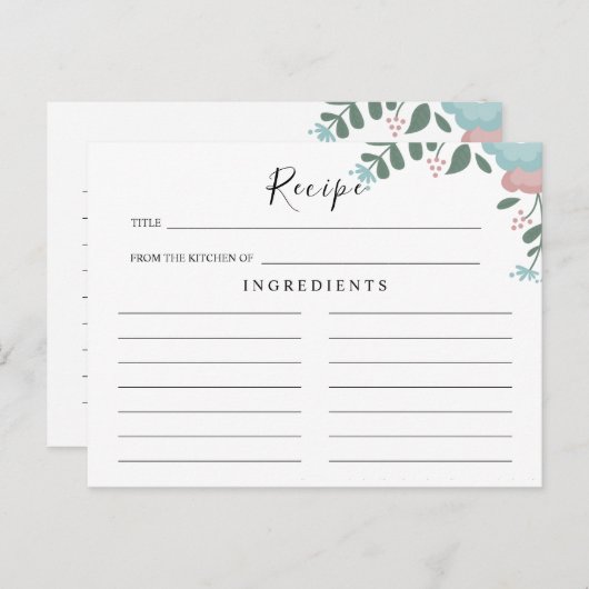Carte Postale Mariage fleur sauvage, Boho Floral Recette Card (Devant / Derrière)