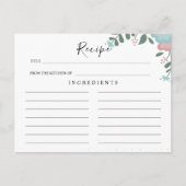 Carte Postale Mariage fleur sauvage, Boho Floral Recette Card (Devant)