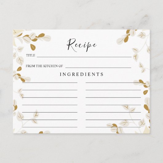 Carte Postale Mariage fleur sauvage, Boho Floral Recette Card (Devant)