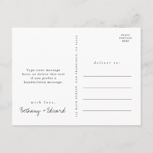 Carte postale Mariage fleur sauvage Merci (Dos)