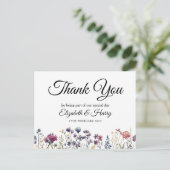 Carte postale Mariage fleur sauvage Merci (Debout devant)