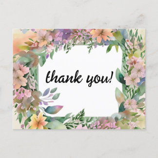 Carte Postale Mariage Fleur sauvage Whimsical Pastel Watercolor