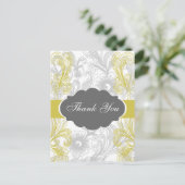 Carte Postale mariage fleuri gris et jaune (Debout devant)