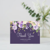 Carte Postale Mariage fleuri violet merci (Debout devant)