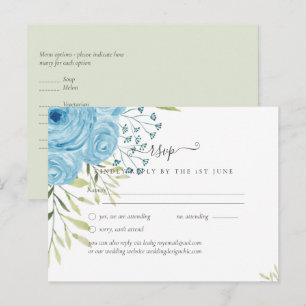 Carte Postale Mariage Fleurs Bleu Aqua 