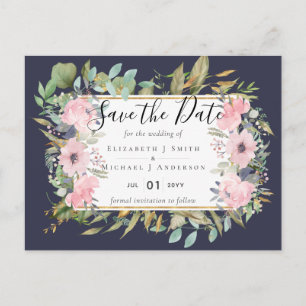 Carte Postale MARIAGE Fleurs Florales Rose Pâle BUDGET