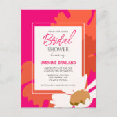 Carte Postale Mariage Floral Abstrait Rose Chaud et Orange Daisy (Devant)