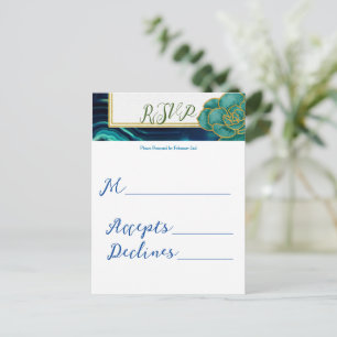 Carte Postale Mariage Floral Agate Bleu Sarcelle