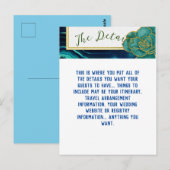 Carte Postale Mariage Floral Agate Bleu Sarcelle (Devant / Derrière)