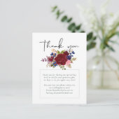 Carte Postale Mariage Floral bleu Bourgogne rustique (Debout devant)