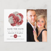 Carte Postale Mariage floral bordeaux et blanc Enregistrer la da (Devant)