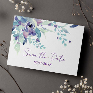 Carte Postale Mariage Floral Chic Purple Pastel Enregistrer La D