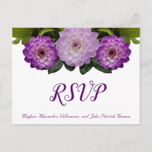 Carte Postale Mariage floral Dahlia Lavender Lilac RSVP