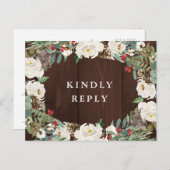 Carte Postale Mariage floral d'hiver RSVP (Devant / Derrière)