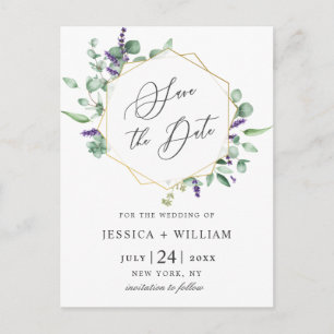 Carte Postale Mariage floral moderne Eucalyptus Enregistrer la d