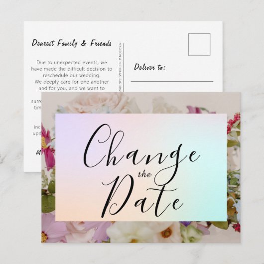 Carte Postale Mariage floral Modifier la date Enregistrer la dat (Devant / Derrière)