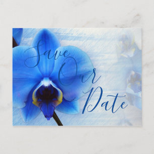 Carte Postale Mariage Floral Orchidée Bleue Aquarelle Moderne