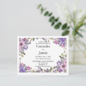 Carte Postale Mariage floral pourpre Inviter (Debout devant)