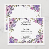 Carte Postale Mariage floral pourpre Inviter (Devant / Derrière)