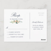 Carte Postale Mariage floral rose géométrique RSVP (Dos)
