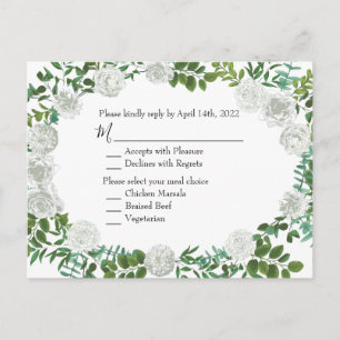 Carte Postale Mariage floral rose noire et blanche