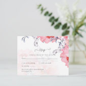 Carte Postale Mariage Floral Rose Poussiéreux Bleu Économique (Debout devant)