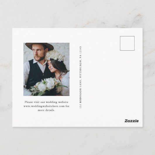 Carte Postale Mariage floral rustique simple et chic Enregistrer (Dos)