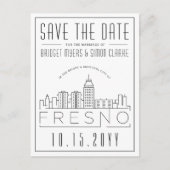 Carte Postale Mariage Fresno | Skyline stylisée Enregistrer la d (Devant)