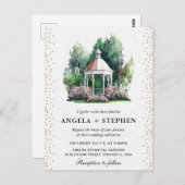 Carte Postale Mariage Gazebo du jardin de printemps aquarelle (Devant / Derrière)