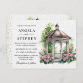 Carte Postale Mariage Gazebo du jardin de printemps aquarelle (Devant / Derrière)