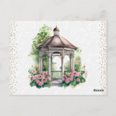 Carte Postale Mariage Gazebo du jardin de printemps aquarelle (Dos)