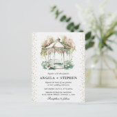 Carte Postale Mariage Gazebo du jardin de printemps aquarelle (Debout devant)