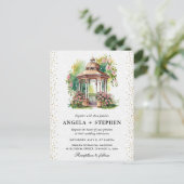 Carte Postale Mariage Gazebo du jardin de printemps aquarelle (Debout devant)