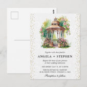 Carte Postale Mariage Gazebo du jardin de printemps aquarelle (Devant / Derrière)