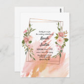 Carte Postale Mariage géométrique de couleur d'eau rose (Devant / Derrière)