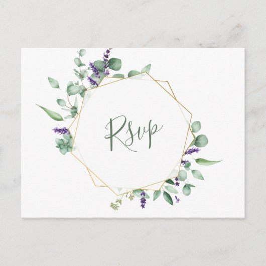 Carte Postale Mariage géométrique Eucalyptus moderne RSVP (Devant)