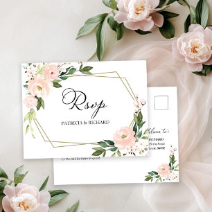 Carte Postale Mariage géométrique rose flou rose RSVP