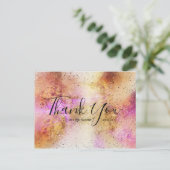 Carte postale Mariage Gold Pink Sky Merci Script (Debout devant)