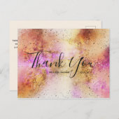 Carte postale Mariage Gold Pink Sky Merci Script (Devant / Derrière)