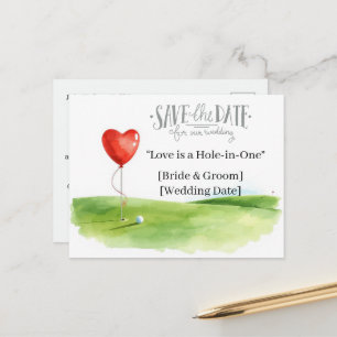 Carte Postale Mariage Golf "Save the Date" Élégant Parcours de G