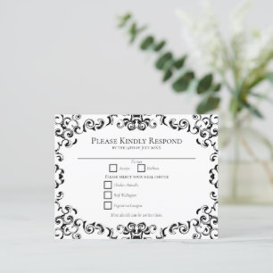 Carte postale Mariage gothique Black & White Swirl