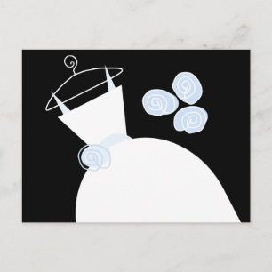 Carte Postale Mariage Gown Bleu noir pastel horizontal