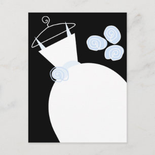 Carte postale mariage Gown Blue noir pastel