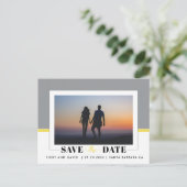 Carte Postale Mariage gris et jaune Enregistrer la photo Date (Debout devant)