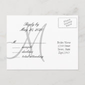 Carte postale Mariage gris noir RSVP (Dos)