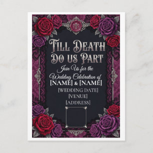 Carte Postale Mariage Halloween gothique jusqu'à ce que la mort
