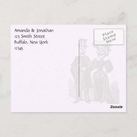 Carte Postale Mariage Halloween gothique Merci (Dos)