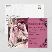 Carte Postale mariage, invitation de la partie de l'engagement (Devant / Derrière)