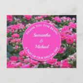 Carte Postale Mariage Invité Merci rose Fleurs Appréciation (Devant)